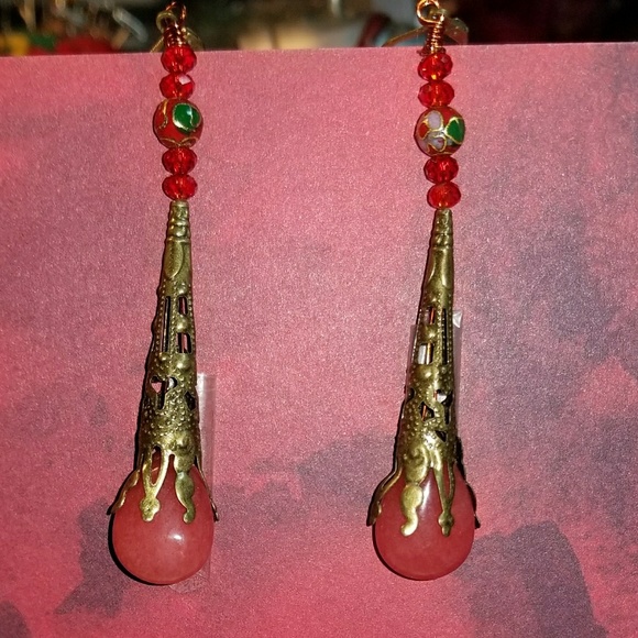 #0218 "Asian Sunset" Ruby Earrings - Picture 2 of 2
